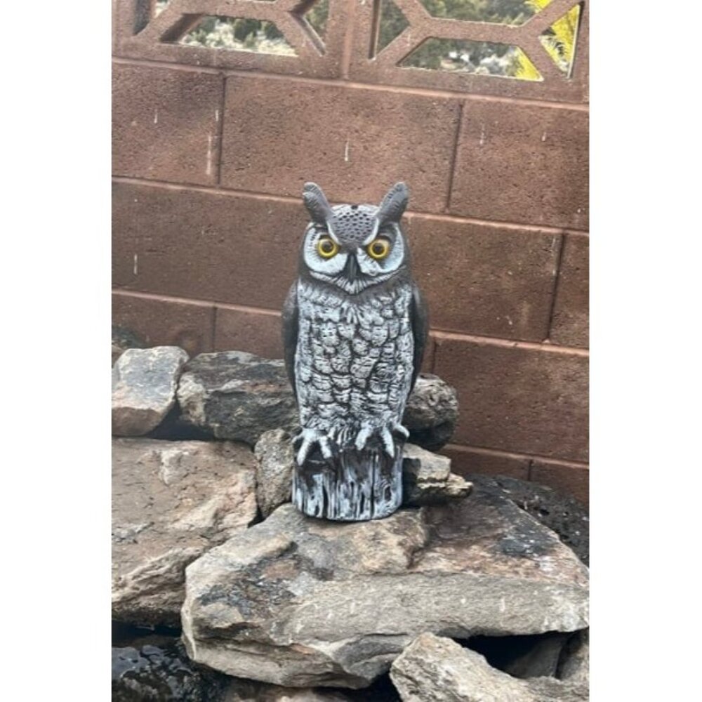 Fake Owl Decoy to Scare Birds Away from Gardens, Rooftops, and Patios